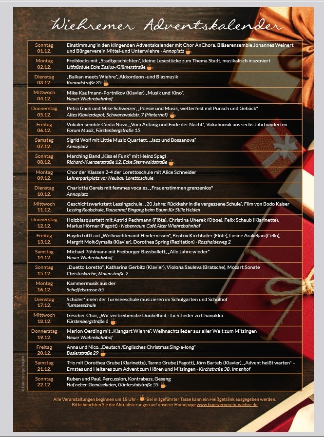 Plakat Wiehremer Adventskalender 2024
